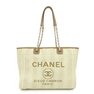 Chanel Deauville MM Straw Tote Beige